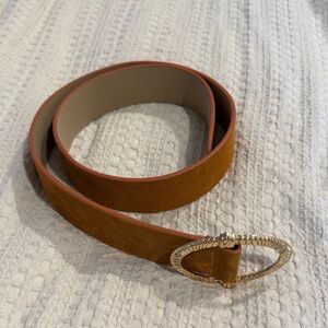 LOFT Tan Belt with Gold Oval Buckle Size XS/S (B1)